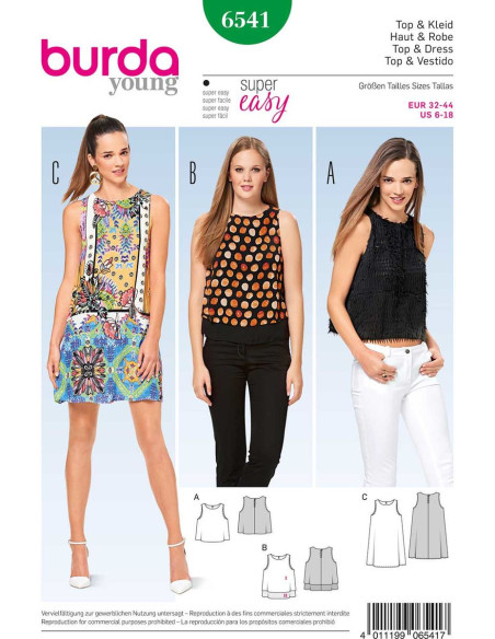 Patron de haut et robe - Burda 6541