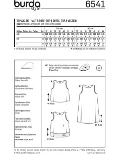 Patron de haut et robe - Burda 6541 2