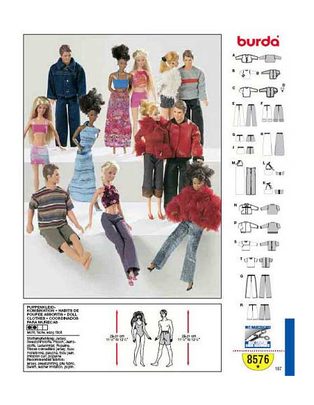 Patron d'habits de poupées Barbie - Burda 8576