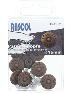Boite de 8 boutons jeans 16mm Rascol - Cuivre mat