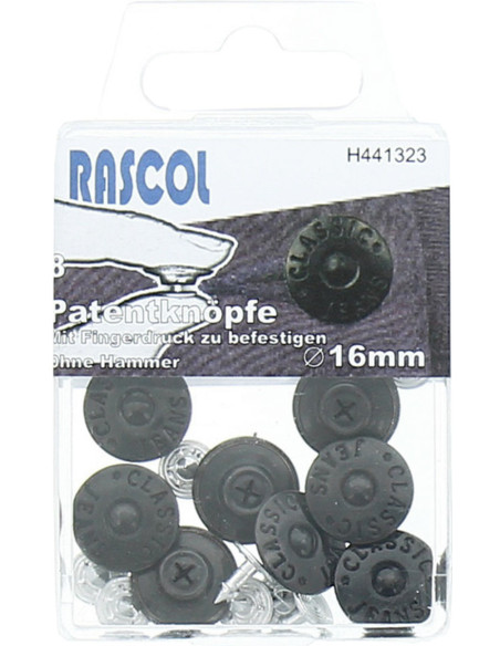 Boite de 8 boutons jeans 16mm Rascol - Noir mat