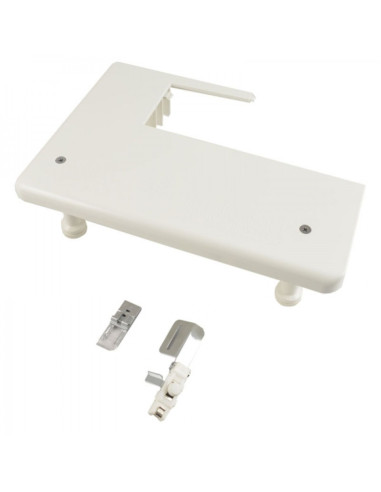 Kit table d´extension, pied pour ourlet couvert et guide pose élastique Janome
