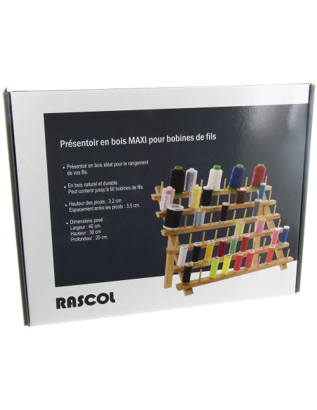 Présentoir en bois pour 60 bobines de fils