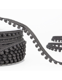 Galon mini pompons - Gris anthracite