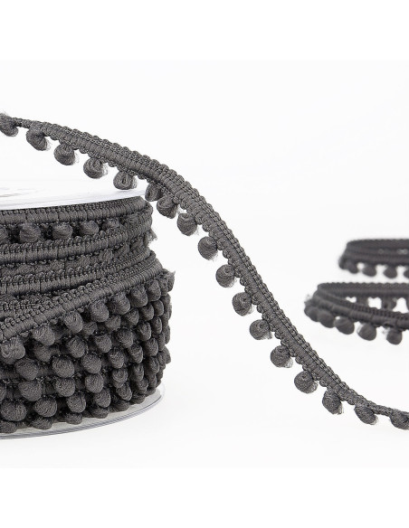 Galon mini pompons - Gris anthracite