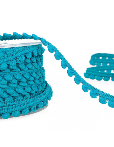 Galon mini pompons - Bleu turquoise
