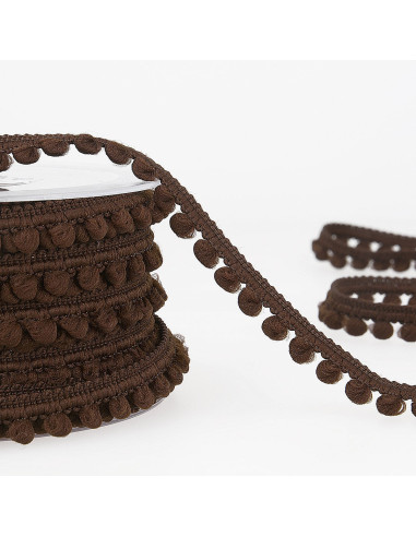 Galon mini pompons - Marron