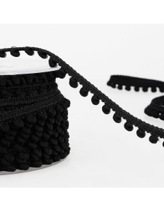 Galon mini pompons - Noir