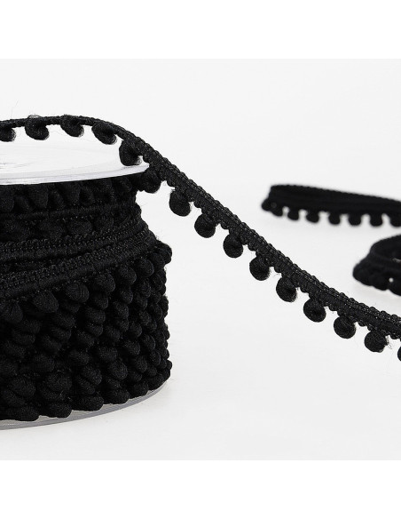 Galon mini pompons - Noir