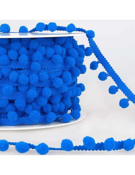 Galon gros pompons - Bleu roy