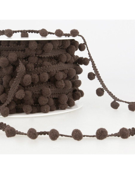 Galon gros pompons - Chocolat