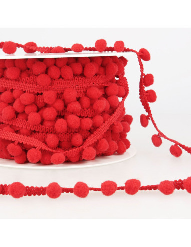 Galon gros pompons - Rouge