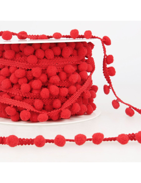 Galon gros pompons - Rouge