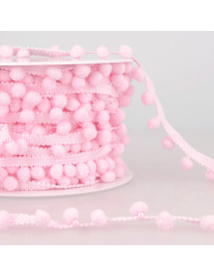 Galon gros pompons - Rose