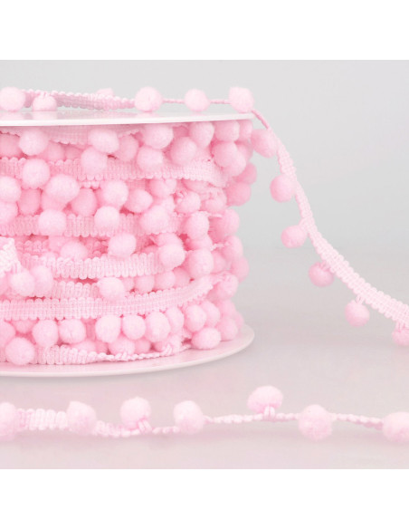 Galon gros pompons - Rose