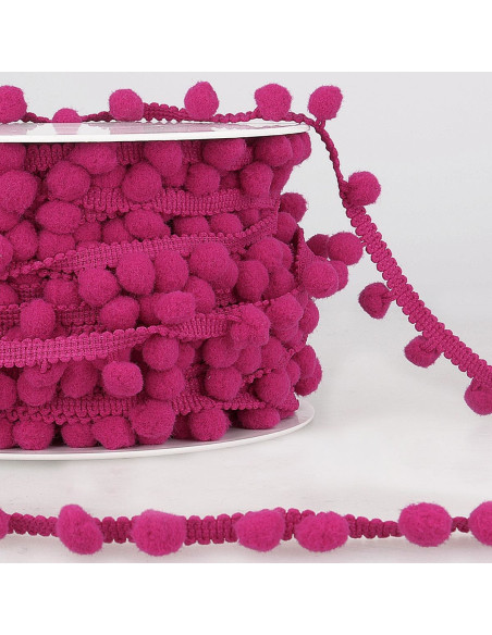 Galon gros pompons - Fuchsia
