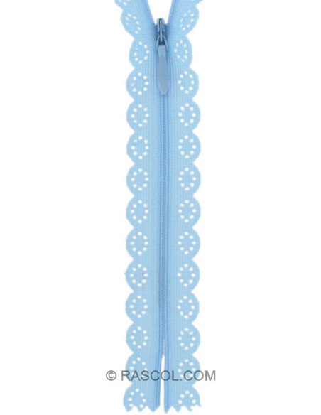 Fermeture éclair invisible Dentelle - Bleu layette