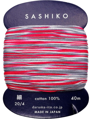 Fil sashiko Daruma Kasuri multicolore 3 couleurs 40 m
