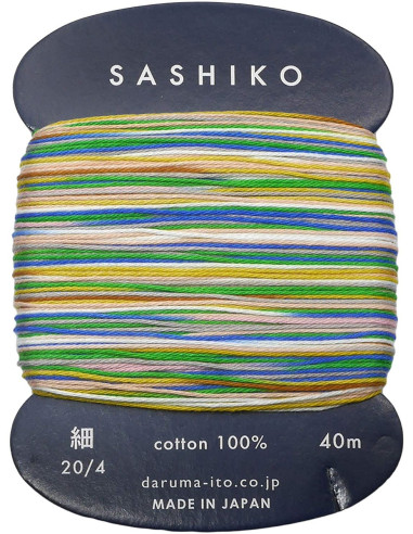 Fil sashiko Daruma Kasuri multicolore 8 couleurs 40 m