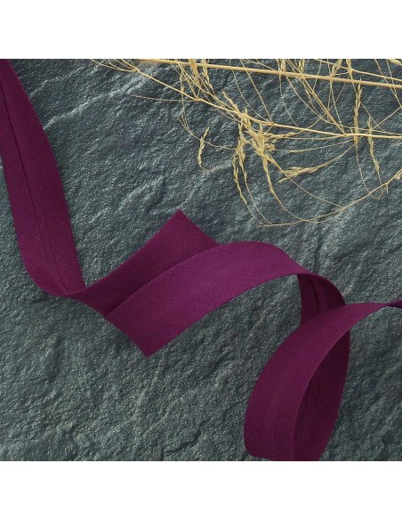 Biais tout textile polycoton - Prune