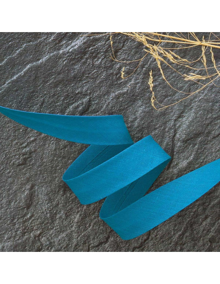 Biais tout textile polycoton - Bleu paon