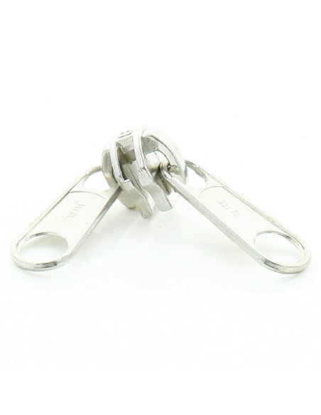 Double curseur pour fermeture synthétique grosse maille 9 mm - Argent