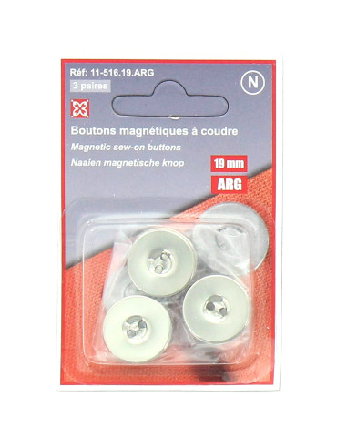 Set de 3 boutons magnétiques à coudre - Argent