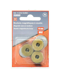 Set de 3 boutons magnétiques à coudre - Bronze