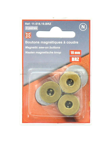 Set de 3 boutons magnétiques à coudre - Bronze
