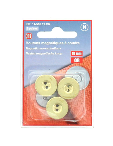 Set de 3 boutons magnétiques à coudre - Or