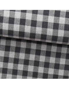 Tissu flanelle grands carreaux - Gris