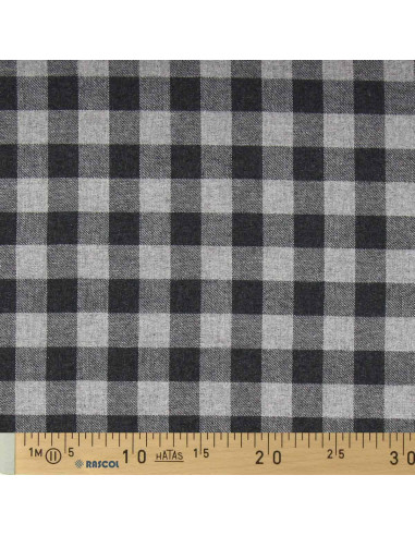 Tissu flanelle grands carreaux - Gris