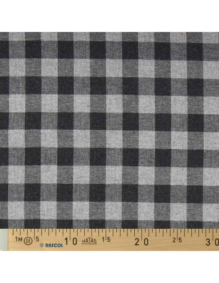 Tissu flanelle grands carreaux - Gris