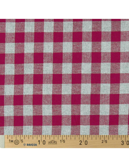 Tissu flanelle grands carreaux - Rouge et gris