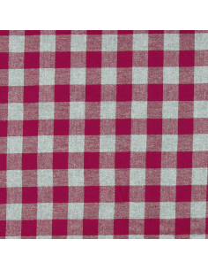 Tissu flanelle grands carreaux - Framboise et gris 2