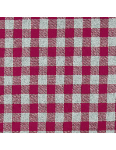 Tissu flanelle grands carreaux - Rouge et gris