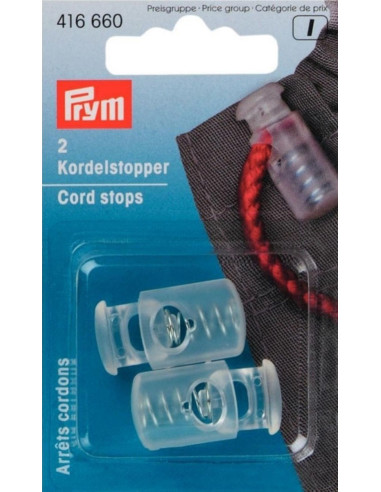 Arrêts cordons plastique avec 1 trou - Transparent