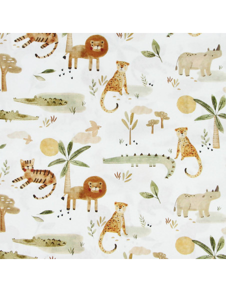 Tissu popeline de coton - Sarafou blanc et camel