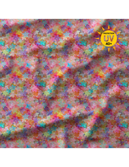 Tissu lycra maillot de bain - Gummystar rose et violet