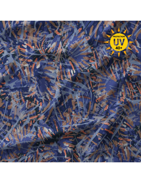 Tissu lycra maillot de bain - Fizyle bleu et orange