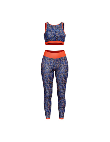 Tissu lycra maillot de bain - Fizyle bleu et orange