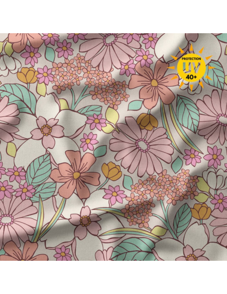 Tissu lycra maillot de bain - William rose et vert