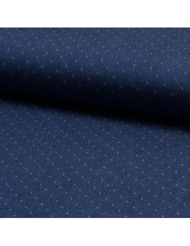 Tissu viscose chambray plumetis - Bleu denim