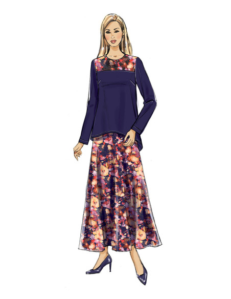 Patron de haut, tunique, jupe et écharpe - Butterick 6636