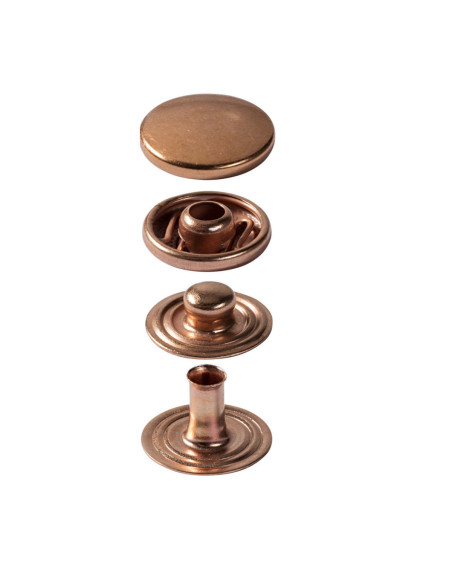 Boite de 10 boutons pression anorak Cuivre avec outil 15 mm