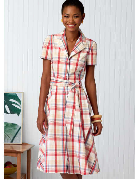 Patron de robe, chemise, ceinture et écharpe - Butterick 6843