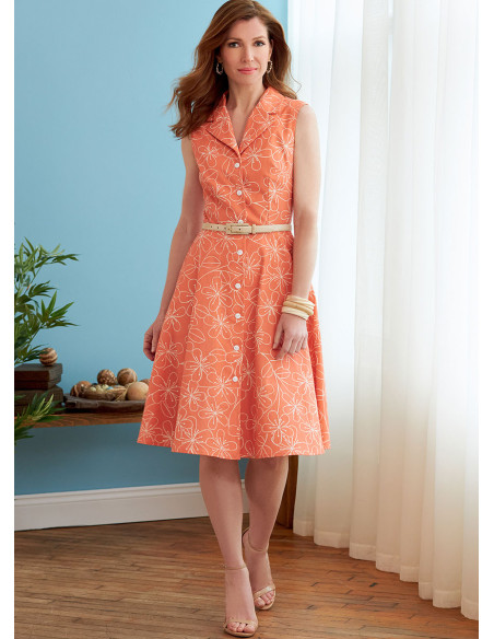 Patron de robe, chemise, ceinture et écharpe - Butterick 6843