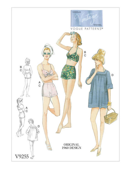 Patron de soutien-gorge, short et surtout - Vogue 9255