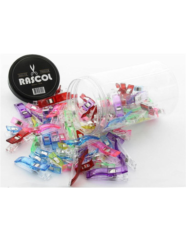 Bocal de 100 pinces à tissus multicolores Rascol