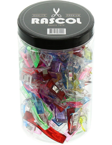 Bocal de 100 pinces à tissus multicolores Rascol